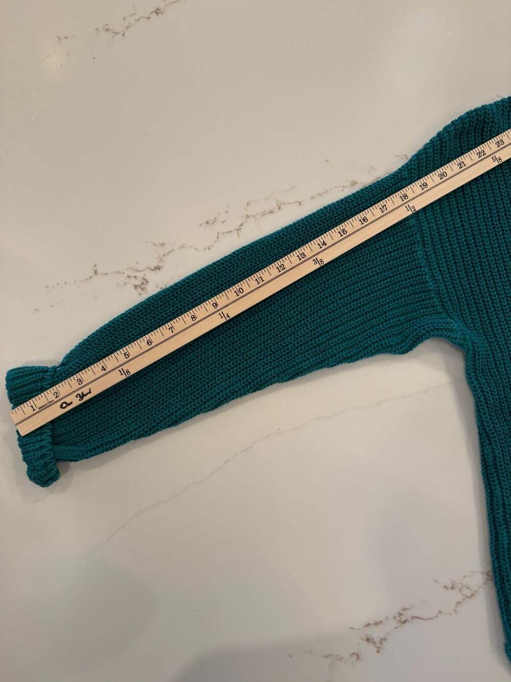 Vintage The Limited Teal Chunky Knit Sweater | Ramie Cotton Blend | V-Neck | Sma - Picture 5 of 5